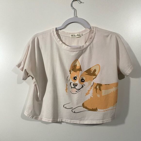 Corgi dog Crop top Sz large with wrap around design - Picture 3 of 6